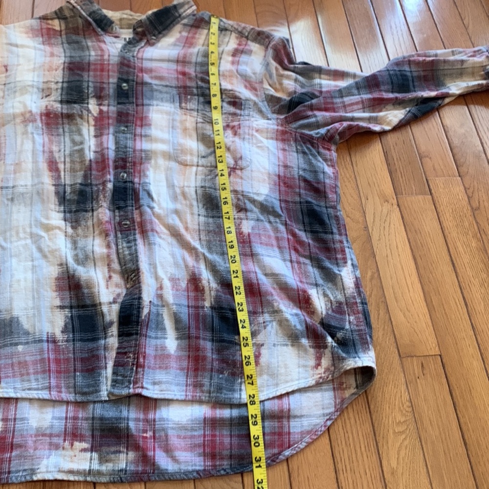Franklin Flannels Vintage Bleach Splattered Button Down 
(Gray & Burgundy) - Picture 11 of 11